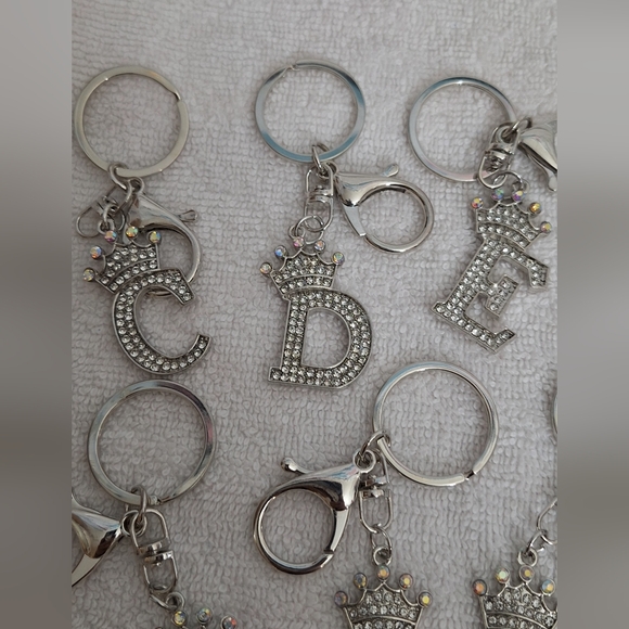 NWT - Choose 1pc, Alphabet With Crown and Rhinestones Bag Charm or Key Pendant - Picture 3 of 6